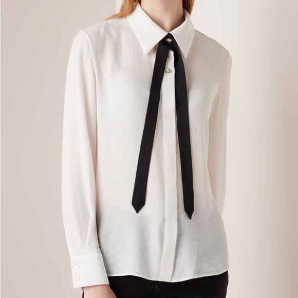 Maje Charline Button Down Top with Ribbon Tie - Picture 2 of 5